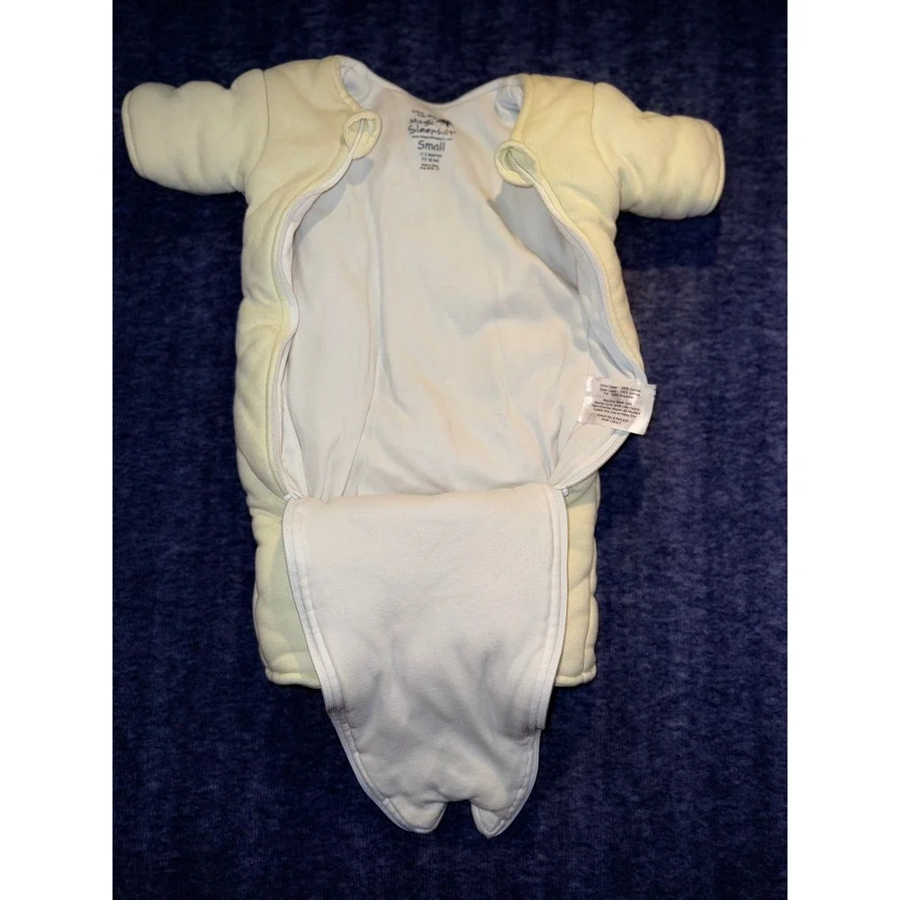 Baby Merlin's Magic Sleepsuit Yellow Cotton Quilted Transition Swaddle Small